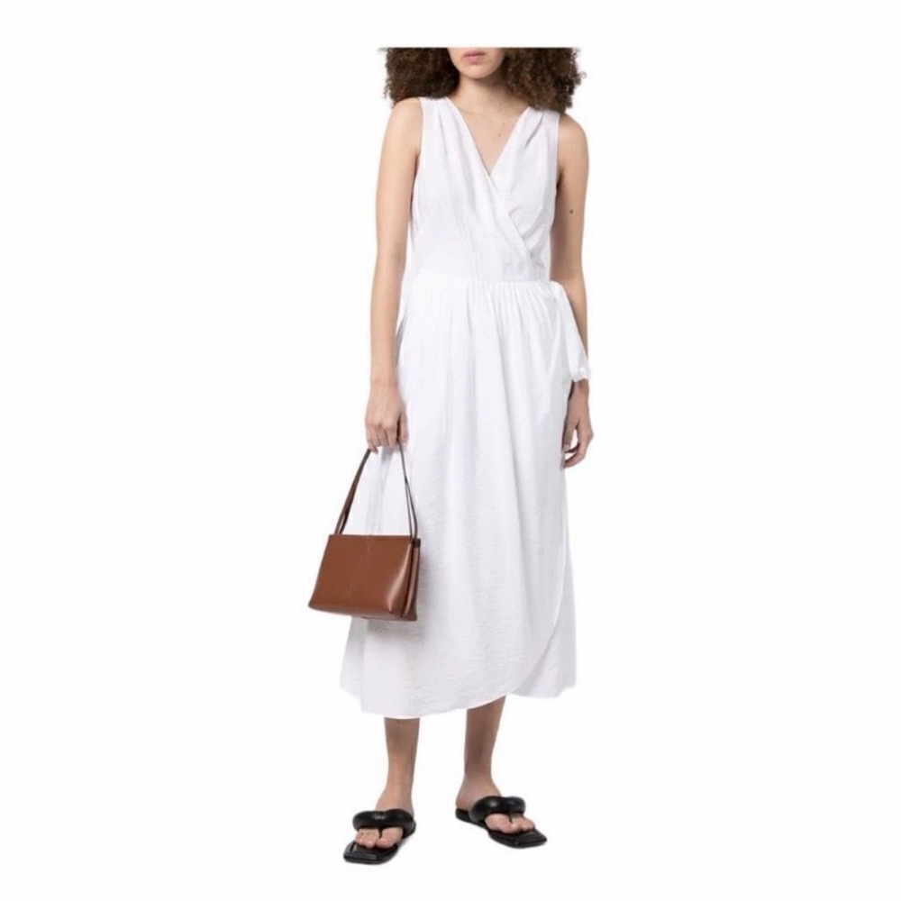 Vince White Sleeveless Midi Wrap Dress